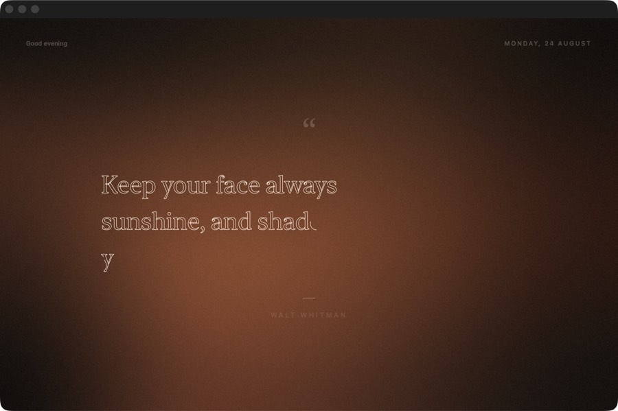 A quote mid stroke, letters still hollow
