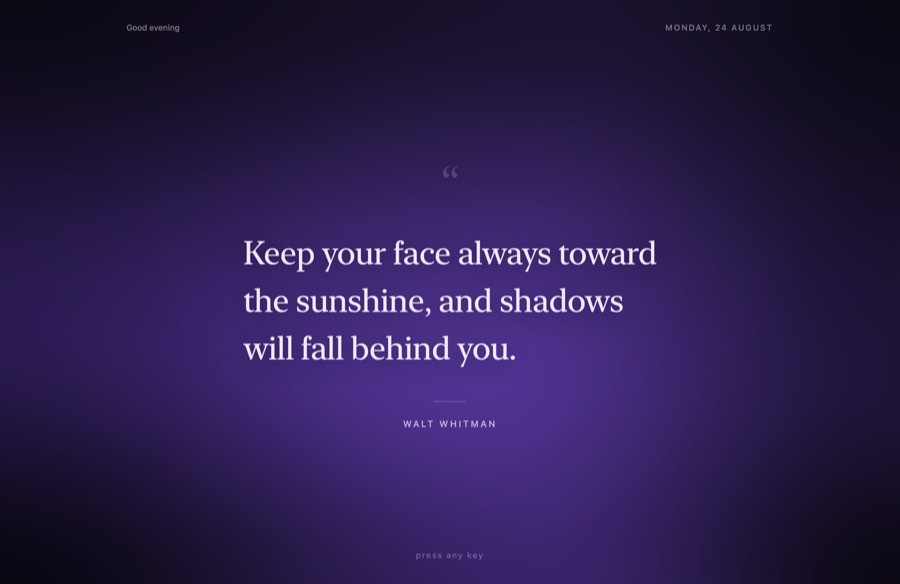 Violet palette, large type, no grain